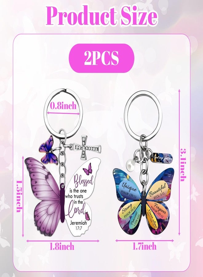 CZFSWT 2Pcs Butterfly Keychain, Llaveros Para Mujer, Christian Keychains for Women Suitable for Christian Celebrations and Friendship Gifts - Image 2